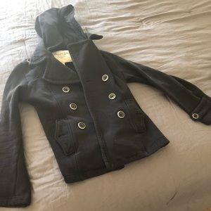 Black cotton peacoat